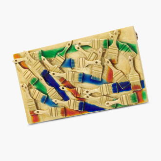 View 1 of Lot 110: Yellow Gold and Enamel Brooch 