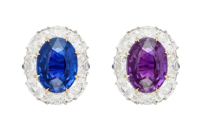 Color Change Madagascar Sapphire and Diamond Ring