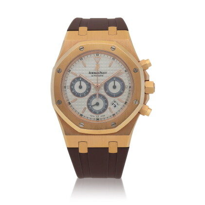 Catalog image of Royal Oak, Ref. 26022OR.OO.D098CR.01 Pink gold chronograph wristwatch with date…