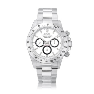 View 1 of Lot 8237: Cosmograph Daytona, Reference 16520 | A stainless steel chronograph wristwatch with bracelet, Circa 1997|  勞力士 Cosmograph Daytona 型號16520 | 精鋼計時鏈帶腕錶，約1997年製