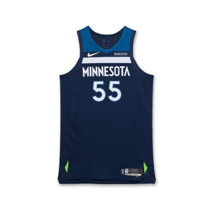 View 1 of Lot 66: Luka Garza Minnesota Timberwolves 2025 NBA Playoffs Western Conference Finals Game Issued Icon Edition Jersey | Game 4
