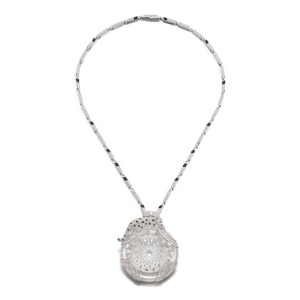 Catalog image of Rock crystal, onyx and diamond necklace, 'Panthère' | 卡地亞 'Panthère' 白水晶、縞瑪瑙及鑽石項鏈