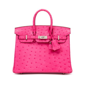 View 1 of Lot 1067:  Rose Tyrien Ostrich Birkin 25 Palladium Hardware, 2021
