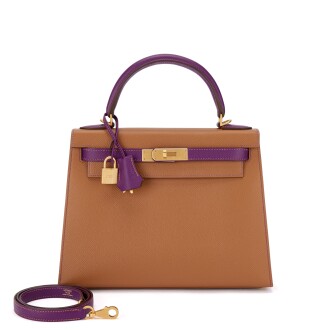 View 1 of Lot 717: Gold and Anemone Epsom HSS Kelly 28 Sellier Brushed Gold Hardware, 2021