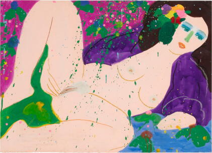 Catalog image of Walasse Ting, Love Love, acrylic on paper, framed