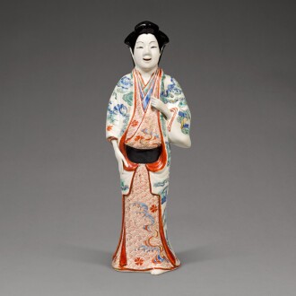 View 1 of Lot 21: A Kakiemon figure of a bijin | Edo period, late 17th century