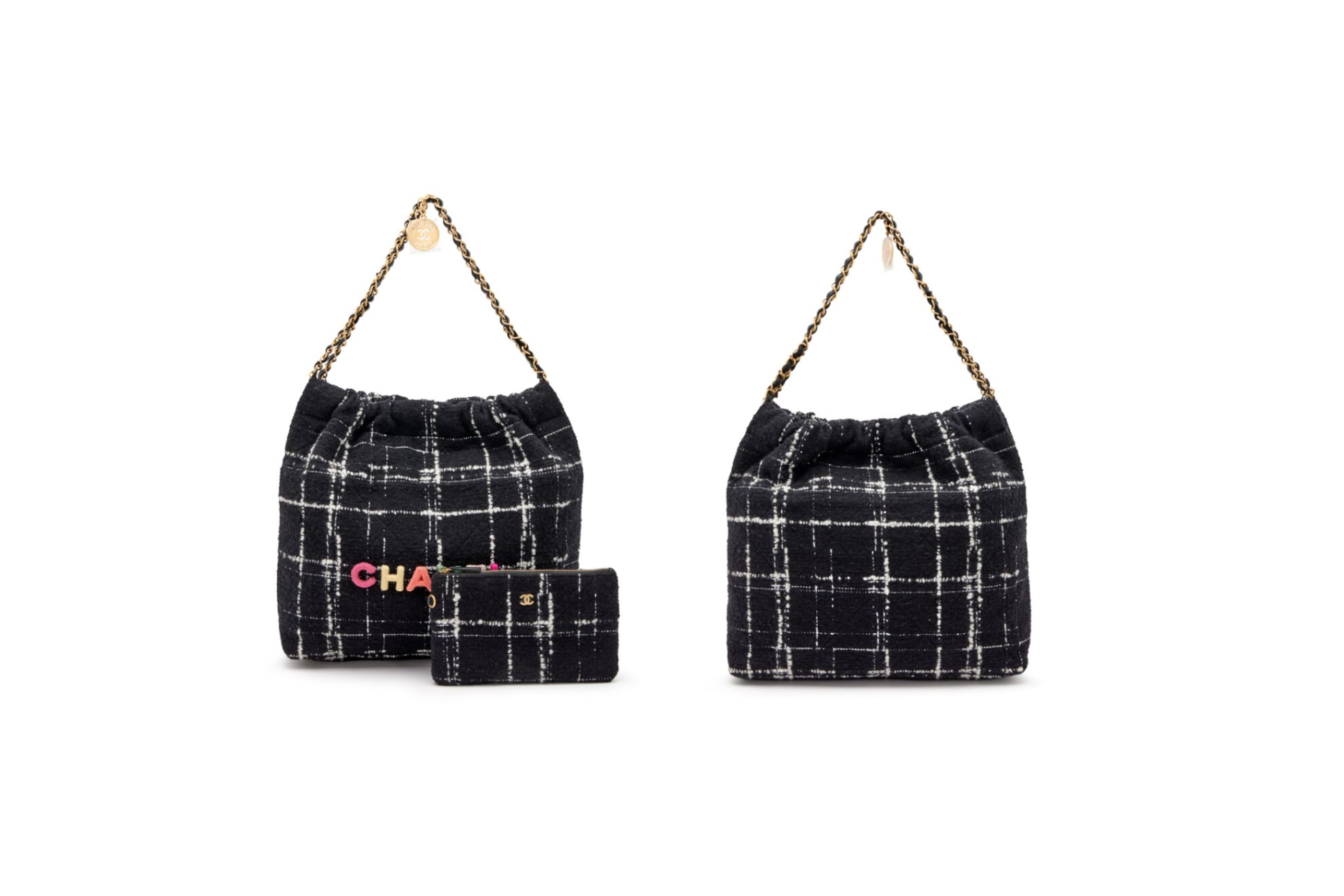 CHANEL チェック柄　トートバッグ　スパンコール CHANEL スパンコールトートバッグ ピンク チェック柄 ノベルティ 新品